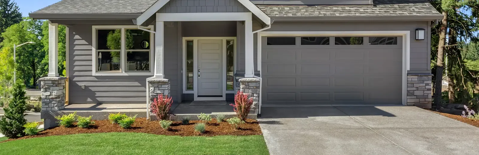 front lawn of two story house